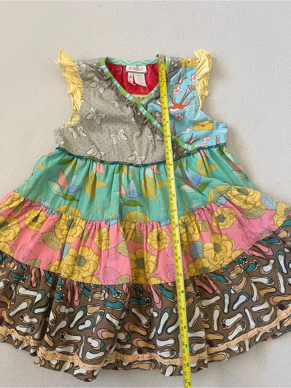 Matilda Jane Rollercoaster Tiered Colorful Patchwork Floral Ruffle Girls Dress